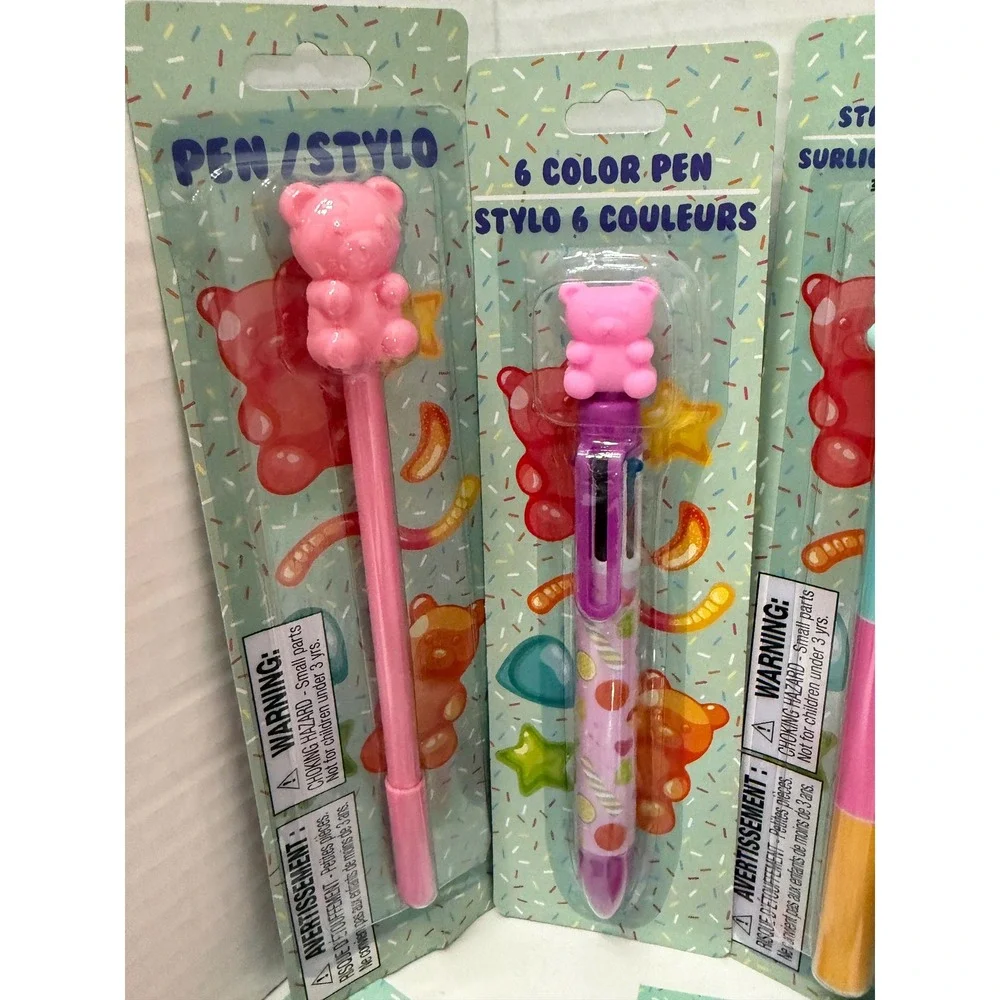 Gummy Bear Stationery Set Clipboard Pencil Pouch Pens Erasers Keychain Bundle